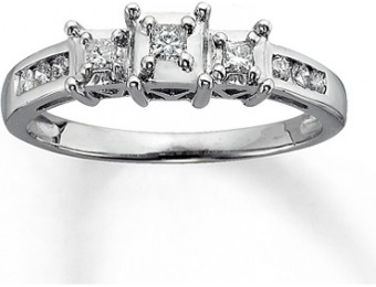 70% off 1/4 cttw Princess-Cut 14K White Gold Diamond Ring