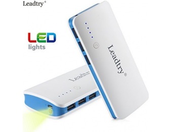 62% off Power Bank Leadtry 10000mah External Battery with Triple USB Ports