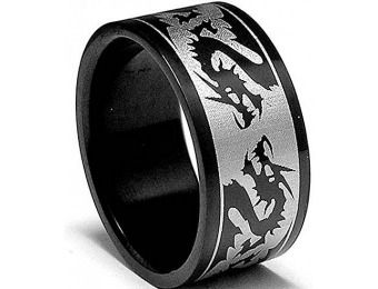 88% off Black 8MM Stainless Steel Ring with Dragon Design