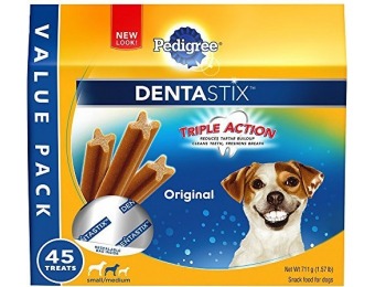 62% off Pedigree DentaStix Dog Chew Treats, 45 Treats