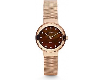 $80 off Skagen Women's 456SRR1 Leonora Rose Gold Mesh Watch