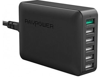 71% off USB Quick Charger RAVPower 60W 6-Port Fast Charge Charging Station