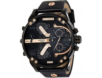 60% off Diesel Men's DZ7350 Mr Daddy 2.0 Black Ip Leather Watch