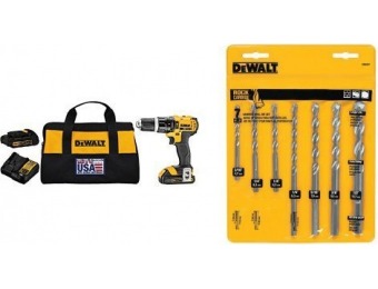 42% off DEWALT DCD785C2 20V Hammer Drill/Driver Kit with Masonry Drill Bit Kit