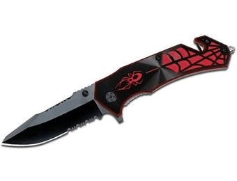 73% off Tac-Force Spider Assisted Action Rescue Knife (Black & Red)