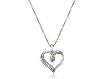 87% off 14K Rose Gold over Sterling Silver Diamond Heart Necklace