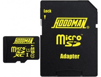 89% off Hoodman 64GB Class 10 H Line microSDHC UHS-1 Memory Card