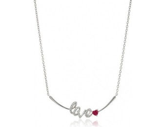 87% off Sterling Silver Created Ruby Heart and Created White Sapphire Love Necklace, 16"