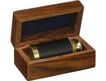 73% off Pirate 6" Handheld Brass Telescope with Wooden Box