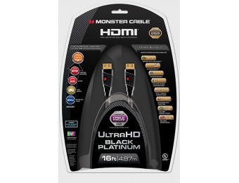 $100 off Monster Black Platinum 16' 4K Ultra HD In-Wall HDMI Cable