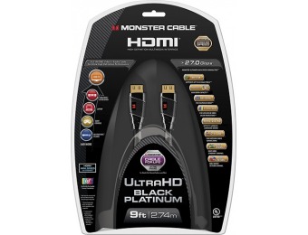 60% off Monster Black Platinum 9' 4K Ultra HD In-Wall HDMI Cable