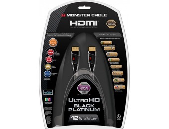 $90 off Monster Black Platinum Line 12' 4K Ultra HD In-Wall HDMI Cable