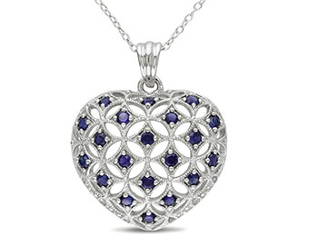 67% off Amour Collections 1CT TGW Blue Sapphire Heart Pendant