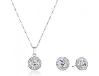 48% off Sterling Silver Round Cut Cubic Zirconia Jewelry Set