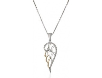 77% off Silver and 14k Gold Diamond Angel Wing Necklace