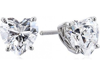 90% off Platinum-Plated Sterling Swarovski Heart Stud Earrings
