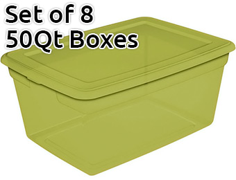 Extra 15% off 8-Pack 50-Quart Storage Boxes (4 color choices)