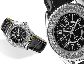 80% off Vernier PRA648 Genuine Crystal Stone Ladies' Watch