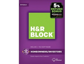 60% off H&R Block Tax Software Deluxe 2017 + Refund Bonus Offer