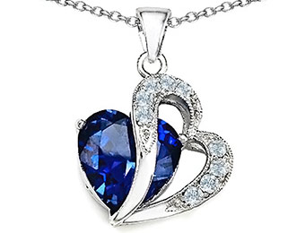 Extra $29 off 7.45 cttw 12mm Blue Sapphire Heart Pendant