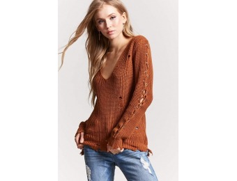 50% off Distressed Lace-Up Sweater