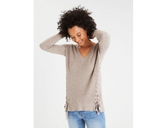 60% off AE Lace-Up V-Neck Jegging Pullover