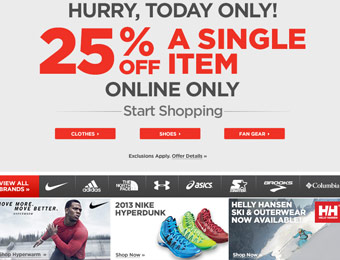 Save 25% off Any Single Item at Sports Authority