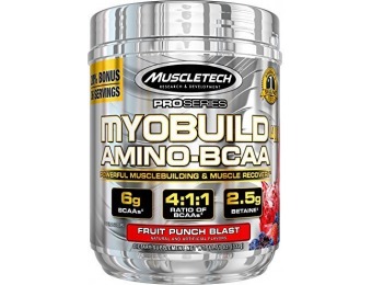 32% off MuscleTech MyoBuild 4X Amino BCAA, Fruit Punch, 332 grams
