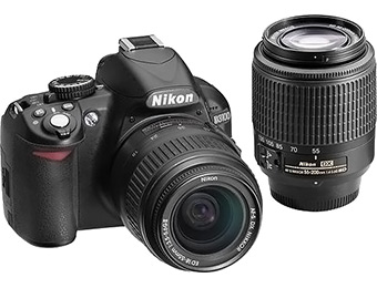 $173 off Nikon D3100 DSLR Camera w/ 18-55mm & 55-200mm Lenses