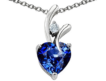 65% off Star K Heart Shaped 8mm Created Sapphire Sterling Pendant