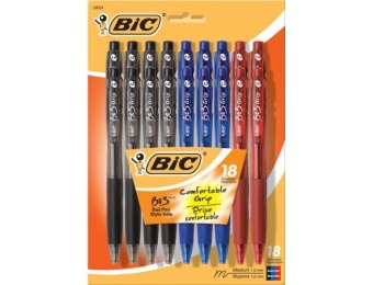 70% off BIC BU3 Retractable Ball Pen, Assorted Colors, 18-Count