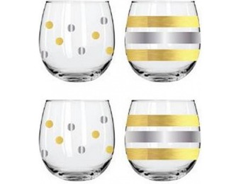 75% off Dots and Stripes Stemless Wine Glass Set
