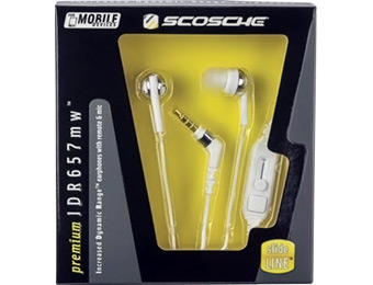 80% off Scosche Premium (Black or White) Headphones, Controls & Mic
