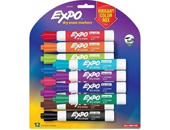 73% off EXPO Low-Odor Dry Erase Markers, Vibrant Colors, 12-Count