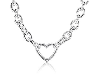 93% off Heart-Shaped Sterling Silver Plated Chain Link Pendant