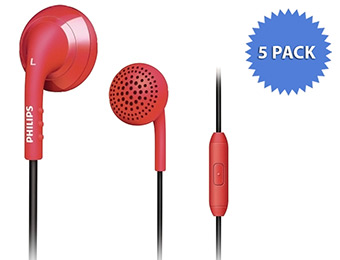 85% off 5-Pack Philips In-Ear Headset w/ Mic and Call Button