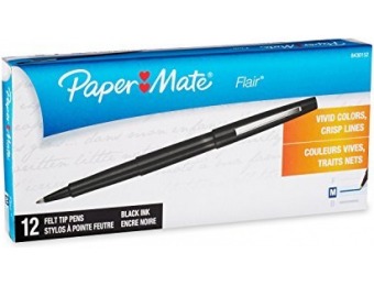 78% off Paper Mate Point Guard Flair Needle Tip Stick Pen, 12 Pack