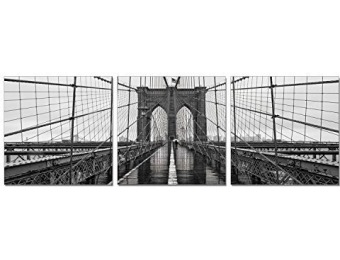 91% off Brooklyn Bridge 3 Panel Framed Photography Print, 72" x 24"