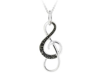 90% off Black Diamond Accent Musical Note Pendant Necklace