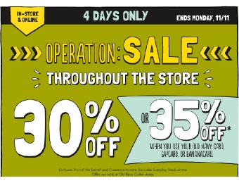 Extra 30% off Your Entire Purchase at Old Navy