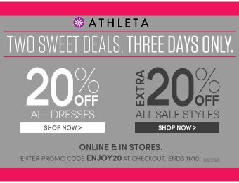 Athleta Sale: Extra 20% off Sale Items & 20% off Dresses