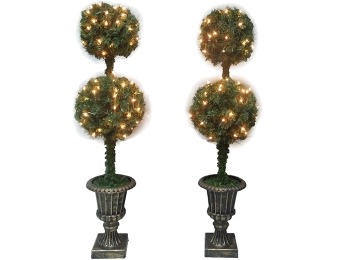 $50 off 4 ft. Double Ball Artificial Topiary Entryway Tree (Set of 2)