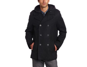 $171 off Levi's Men's Melton Peacoat with Zip-Out Bib and Hood