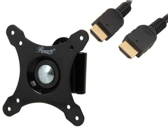 54% off Rosewill 13" - 27" Tilt Swivel Wall Mount & 6' HDMI Cable