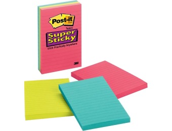 58% off Post-it Super Sticky 4" x 6" Lined Jewel Pop Notes 3Pads/Pack