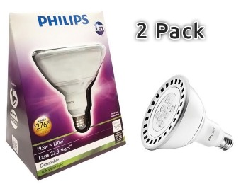 35% off 2-Pack Philips 19.5W PAR38 Soft White LED Flood Light Bulb