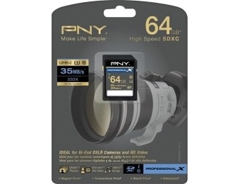 $50 off PNY Professional X 64GB SD (SDXC) Class 10 Flash Memory Card