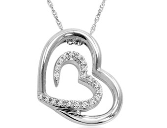 67% off 21 Diamond Shared Heart Pendant set in Sterling Silver