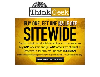 Buy one, Get One 50% off Sitewide at ThinkGeek