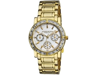 87% off Ladies Akribos XXIV Crystal Gold Tone Bracelet Watch
